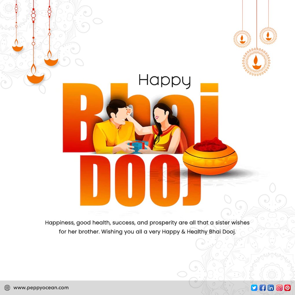 PeppyOcean's tweet photo. Warm greetings on #BhaiDooj from PeppyOcean. May the blessed day strengthen the bond of love between brothers &amp; sisters.

#HappyBhaiDooj #BhaiDooj2022 #peppyocean https://t.co/1VxInqSqpS