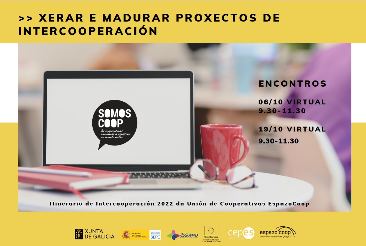 UnionEspazocoop's tweet photo. 🔴Ven a #intercooperar!. Chamada a #cooperativas, e empresas da #economíasocial galega.
➡️Encontro #online mañá ⏰19 de outubro⏰agardámoste! de 9.30 a 11.30 h.
ℹ️ Información https://t.co/0I9YwCM8U2
✍️apúntate: https://t.co/moxPseiUZk https://t.co/Vcp7zIlT5r