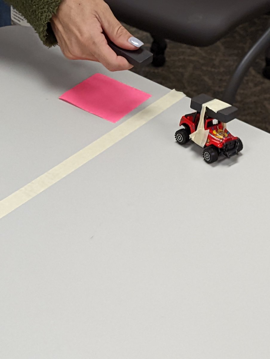 MissJShields1's tweet photo. Fun trying our upcoming Force and Motion lab at Science Cadre using magnetism. We had as much fun experimenting as the students do with this STEM challenge. #ShieldsScribbles @Lav3rdgrade @CFBISD @LaVillitaElem #Cfbscience @christy_clain @MsCookin3rd @AndersonIn3rd https://t.co/7Rgf2Q3M9c