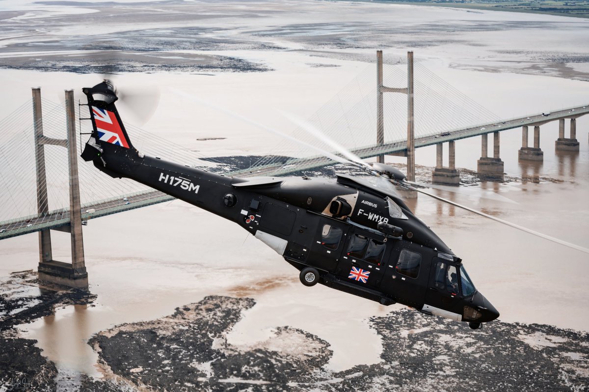 Airbus Helicopters H175M in front of the Severn Bridge earlier this year whilst shooting promotional material for the aircraft. #H175M #AirbusHelicopters