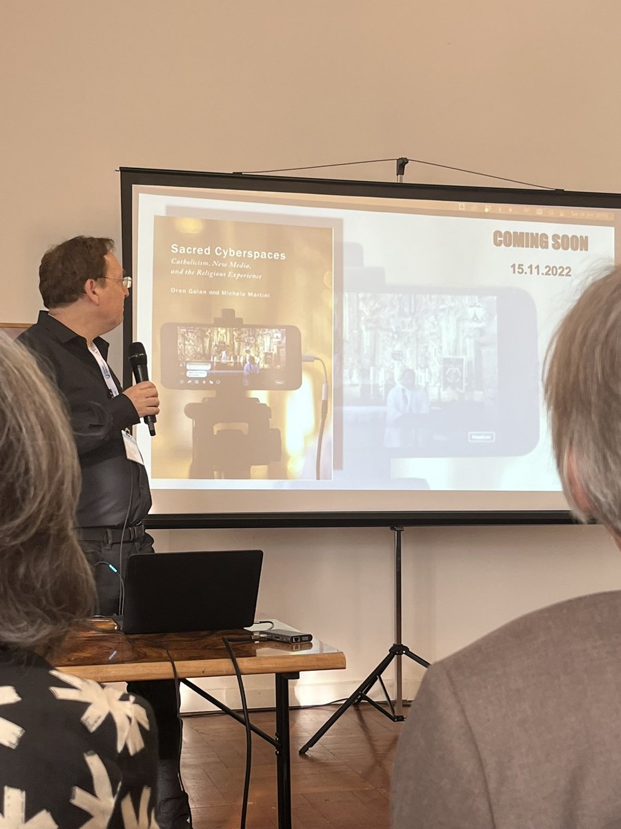 heidiacampbell's tweet photo. @OnGolan &amp; Michele Martini give glimpses into their forthcoming book “Sacred Cyberspace: Catholicism, New Media &amp; Religious Experience”. #monte2022 https://t.co/g4IFRAY4kc