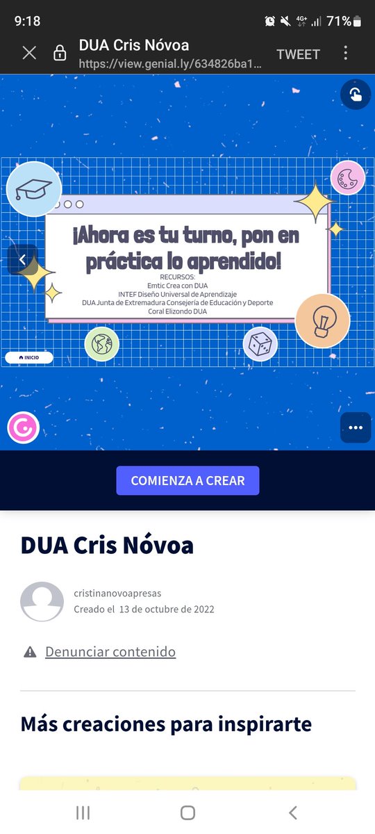 NovoaCris's tweet photo. DISEÑO UNIVERSAL PARA EL APRENDIZAJE

DUA

Recopilación de los mejores materiales online y vídeos para crear las clases más inclusivas y personalizadas. INTEF. CORAL ELIZONDO. EMTIC CREA Junta de Extremadura 
https://t.co/G3FjzyQjAU https://t.co/IXgV6cqAsX
