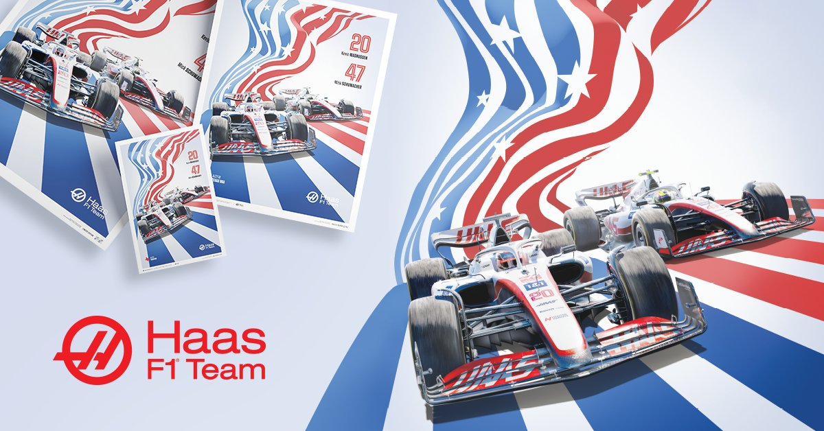 For our home race, we've teamed up with <a href="/IAmAutomobilist/">Automobilist</a> for this awesome Austin artwork!

Available in three different sizes 👉 bit.ly/3Sb6dY6

#HaasF1
