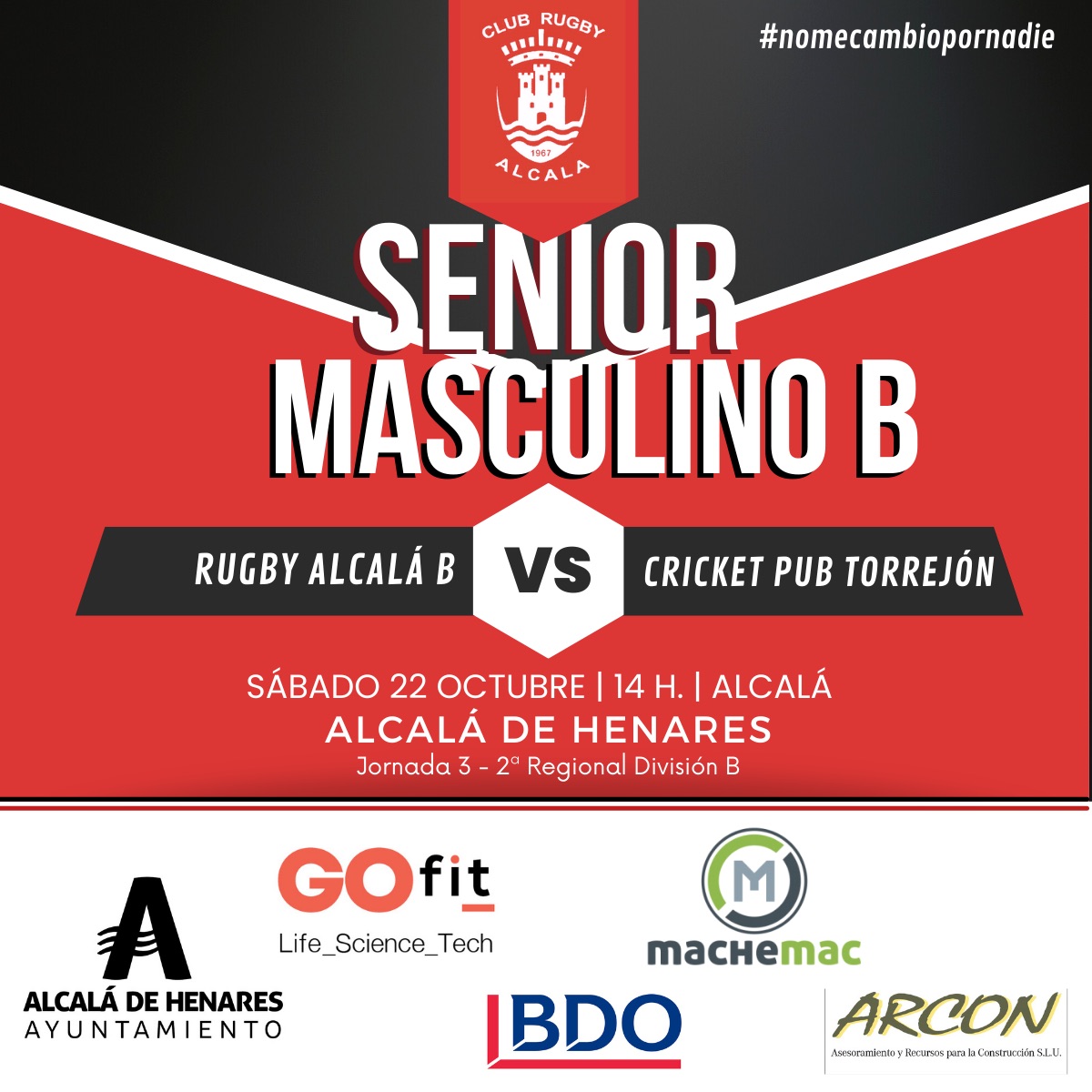 clubrugbyalcala's tweet photo. 📅 Programación 22 y 23/10
🔴 Senior masculino 
🆚 @SanseRugby 
🕔 Sábado 22, 17h
📍Alcalá

⚪️ Senior femenino
🆚 @xvhortaleza 
🕥 Sábado 22, 16.30h
📍Ensanche Vallecas

🔴 Senior masculino B
🆚 Cricket Pub Torrejón
🕑 Sábado 15, 14h
📍 Alcalá

Toda la ℹ️ https://t.co/7eHcL6jwSW https://t.co/j4ixaOWuOU