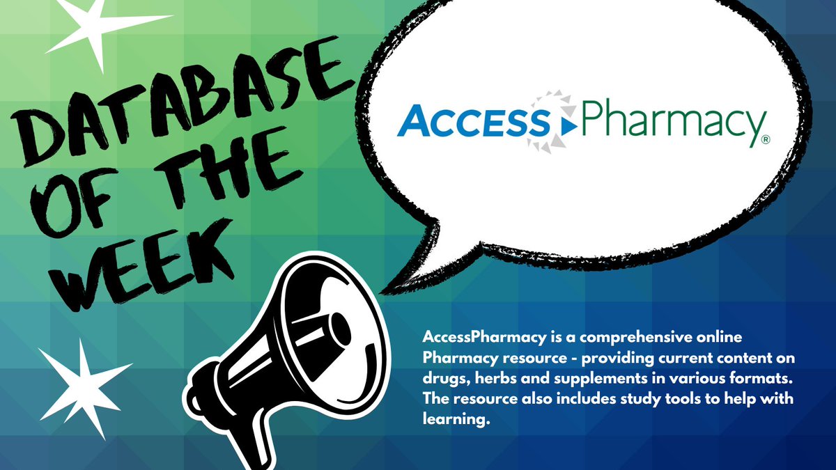 UWCLibrary's tweet photo. The @UWCLibrary provides access to a multitude of databases to aid you in your studies. This week we are featuring the Access Pharmacy. To access it, go to ⤵️: https://t.co/qLdjaDvXP1
#UWCPharmacy #PharmacyEducation #UWCDatabases #UWCLibraries #AcademicDatabases https://t.co/5xA2bizrLD