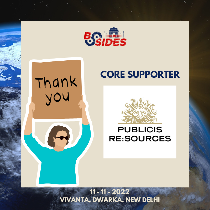 bsidesdelhi's tweet photo. We are proud to have Publicis Re:Sources as our CORE SUPPORTER. Thank you for your support !! 

Conference Date: 11 November 2022

#BSidesDelhi2022 #securitybsides #bsidesdelhi #sponsors #infosec #publicisresources https://t.co/PPHi8HZ29A