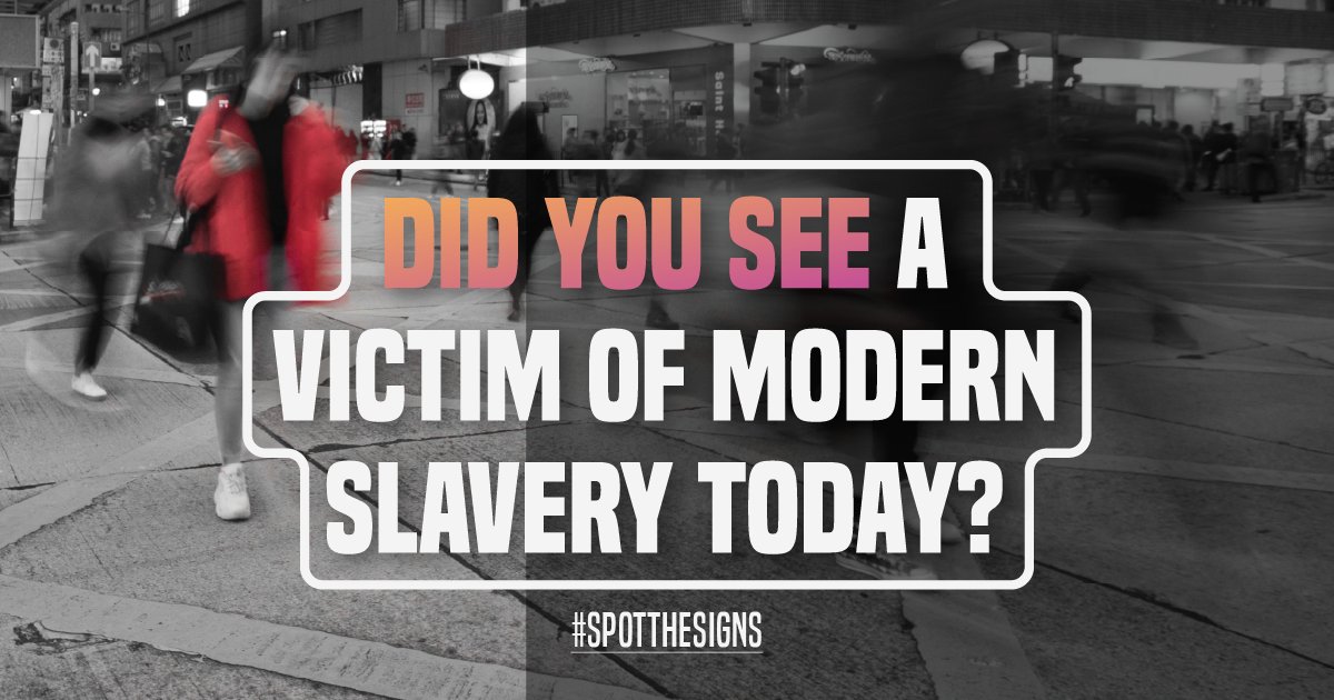 Did you see a victim of #modernslavery today? With more than 100,000 people being exploited for labour in the UK, modern slavery is all around us. Go to coalitiontostopslavery.org/learn-the-sign… to learn how to spot signs of exploitation and report concerns. #AntiSlaveryDay #Itstimetostopslavery
