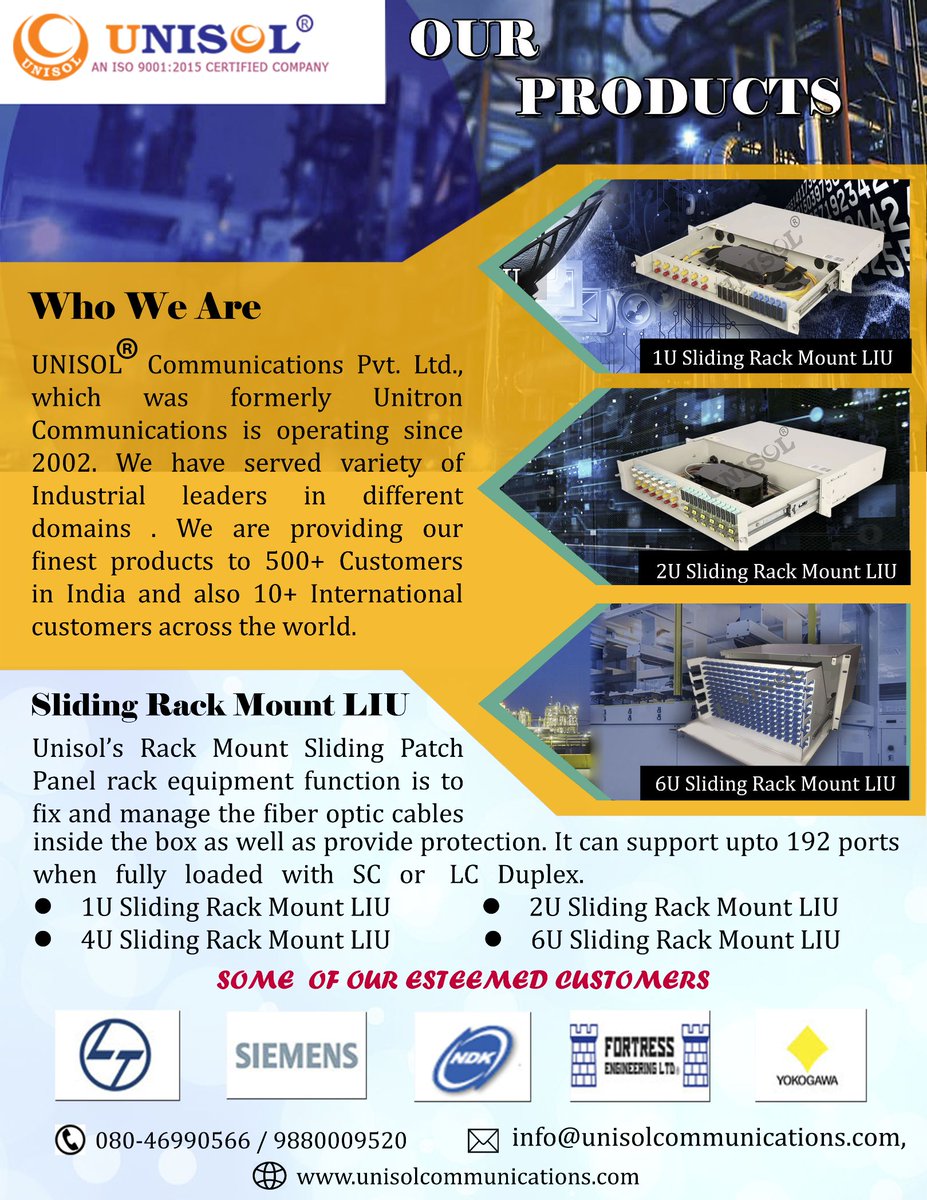unisolcompany's tweet image. For splicing and terminating OFC cables, pigtails in fiber access networks, rack mount sliding fiber patch panels provide cross-connect and interface capabilities. 

Contact Us:zcu.io/GQly 

#rackmountpatchpanel #rackmountliu #24portslideoutrackmountliu