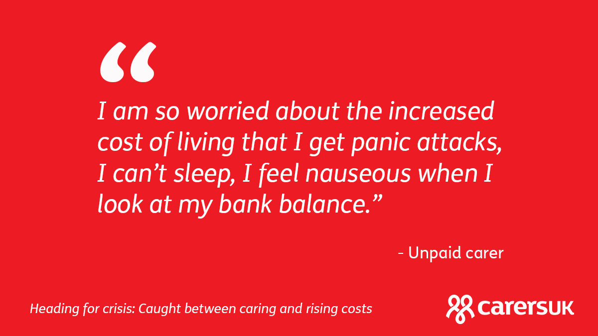 CarersUK's tweet photo. Carers already face high caring-related costs that they can’t cut back on without affecting the person they care for. 

Immediate targeted support for unpaid carers is crucial. 

📝 Read more in our report: https://t.co/371L4XiZ6j #CostOfLiving https://t.co/LmrjMOKNk9