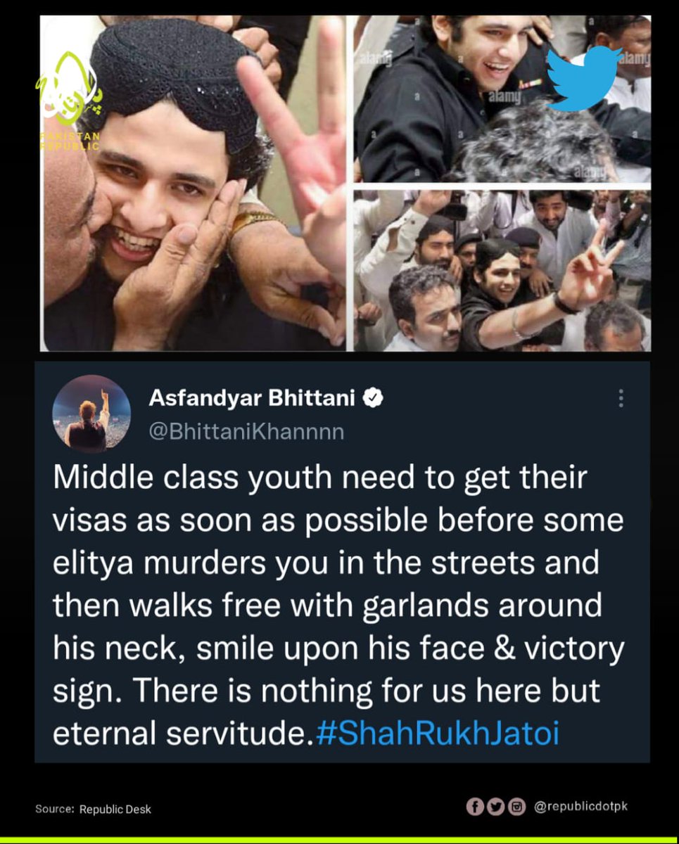 republicdotpk's tweet photo. The sad state of affairs in Pakistan as the Supreme Court has acquitted Shahrukh Jatoi as well as his accomplices in the Shahzeb Khan m*urder case

#pakistanrepublic #Supreme_Court_Of_Pakistan #shahrukhjatoi https://t.co/0UyqYkC0Es