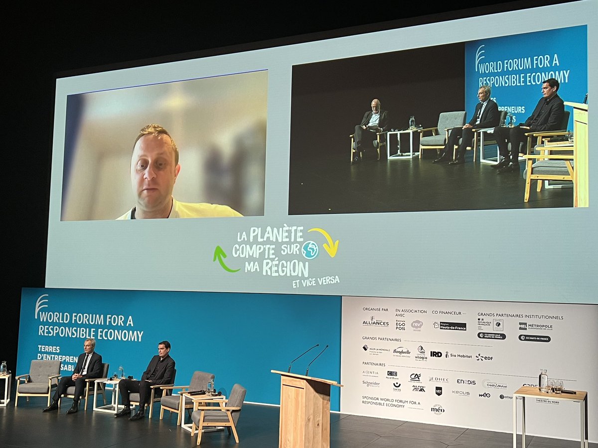 Le <a href="/WorldForumEco/">World Forum for a Responsible Economy</a> 2022, plénière d’ouverture ce matin au <a href="/theatredunord/">Théâtre du Nord</a> à <a href="/lillefrance/">Ville de Lille</a> : les entrepreneurs des <a href="/hautsdefrance/">Région Hauts-de-France</a> s’engagent dans l’accélération de la transition écologique. Avec <a href="/JPLetartre/">Jean-Pierre Letartre</a> entouré de grands témoins dont <a href="/olesovhcom/">Octave Klaba</a> chef de file du numérique « vert »