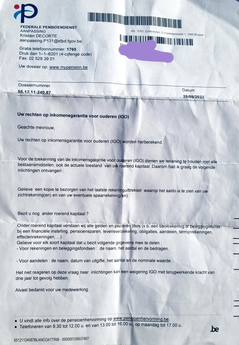 PieterDeBraban2's tweet photo. Schande dit... deze mevrouw heeft een pensioen van net geen €1000,00 ... en dreigt haar toeslag te verliezen van €69,00 en haar sociaal tarief voor energie als ze haar uittreksels van haar zichtrekening niet doorstuurt!!!
#vilvaldi https://t.co/cCEMu9QaoM