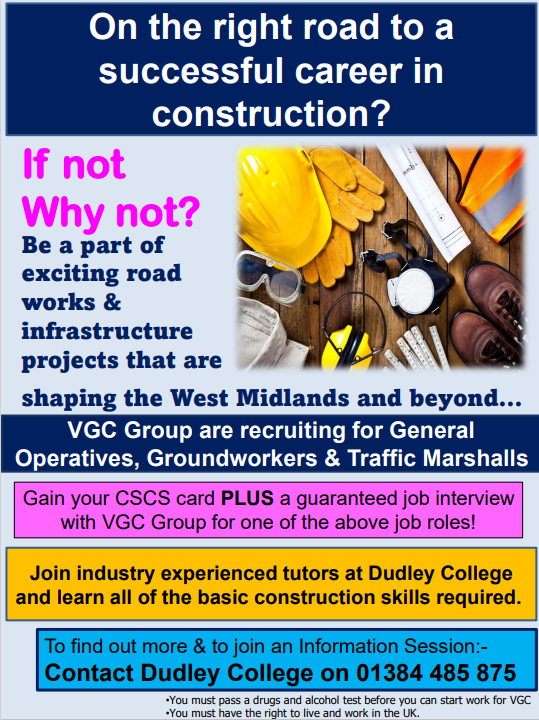 ServiceLeaderBC's tweet photo. Construction Sector-based Work Academy Programme, no previous experience is required and guaranteed interview on successful completion

ℹ️  Info session Tue 1 November at 10am

📍Dudley College CAT Centre, DY5 1LX

📞Call Dudley College on 01384 485875 to book your place https://t.co/IDWZjA8Os9