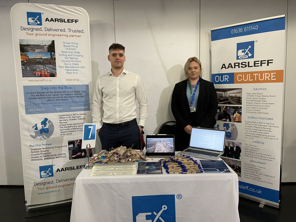 AarsleffUK's tweet photo. We’re delighted to be attending @UniofNewcastle’s Find Your Future Careers Event today, come along to discuss our graduate and placement opportunities! #FYF22 #stepintotheblue #constructioncareers https://t.co/VZyKaxyKM9