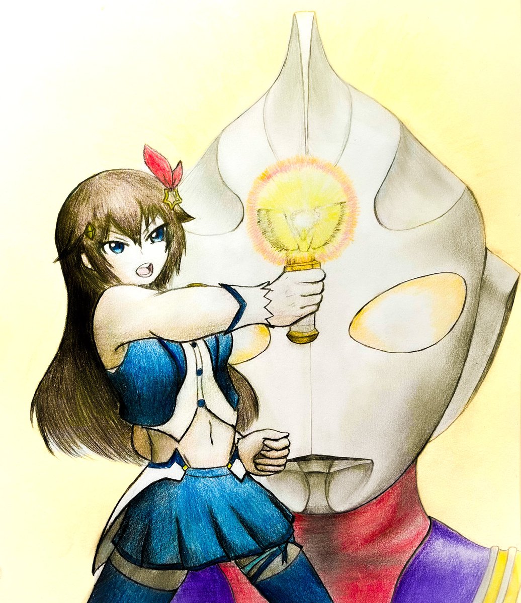 電脳少女YouTuberシロ 「AIは手を描くのが苦手らしいので、やはり推しに変身アイテム持たせてその横にウルト」|にょろさん@決めろ！失恋大爆笑パンチのイラスト