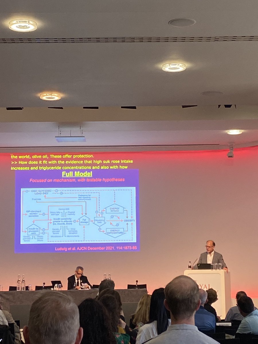 The carbohydrate-insulin model, from <a href="/davidludwigmd/">Dr. David Ludwig</a>. Definitely got discussion going! My favourite question was from <a href="/bcorkey/">Barbara Corkey</a>. Following her great talk yesterday, I wonder if mitochondrial reaction to environment is the key. Linoleic acid anyone?