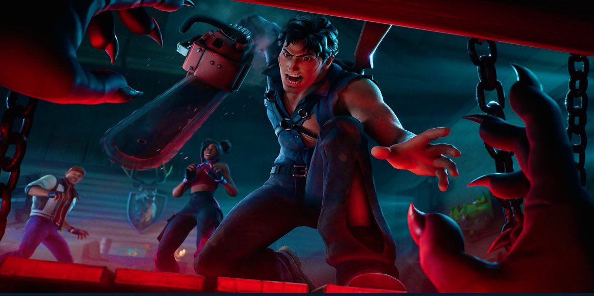 ASTROxBR's tweet photo. EVIL DEAD LOADING SCREEN 🩸🪚
#Fortnite #AshWilliam #EvilDead https://t.co/aKyO4bgnMt