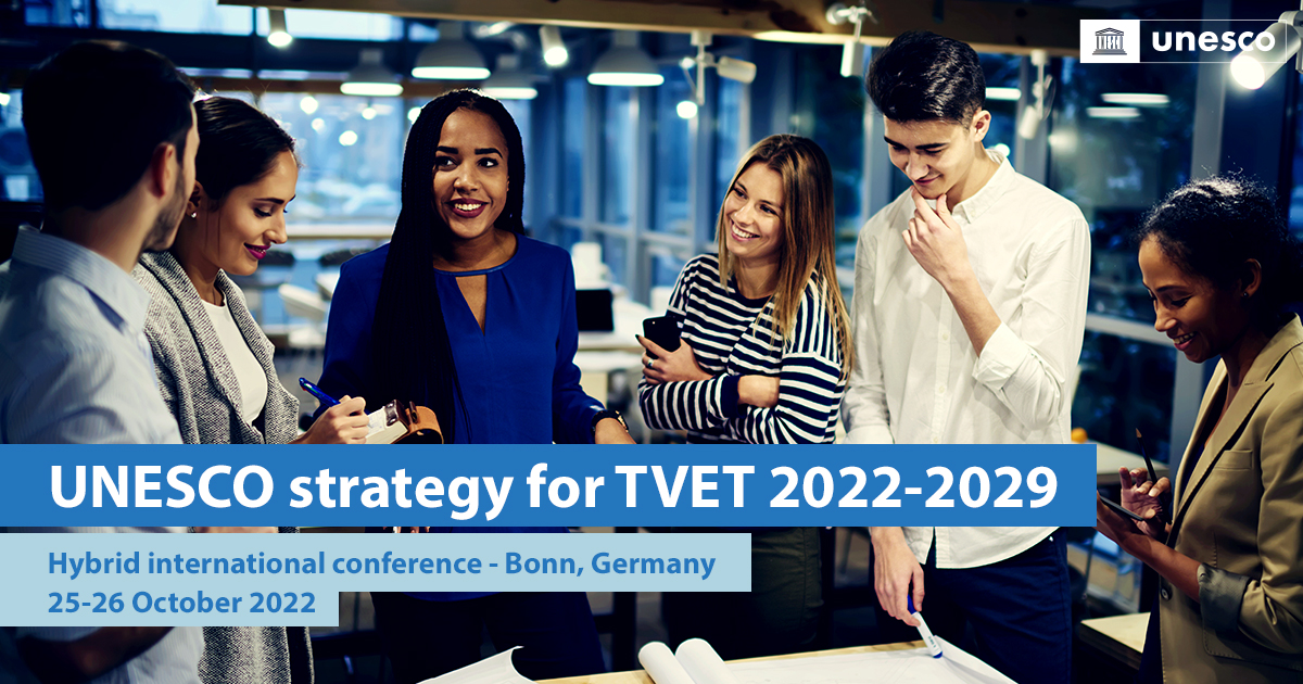 The hybrid international conference & launch of @UNESCO Strategy for TVET 2022-2029 is just 1 week away! This new strategic vision sets out the path to recovery, resilience building & the reimagining of education & training. Register now: unevoc.unesco.org/i/822 #TVETstrategy