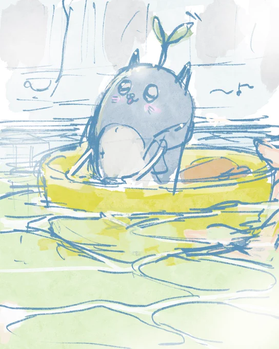 まめねこ洗面器に乗って大浴槽ぷかぷかしてほしい