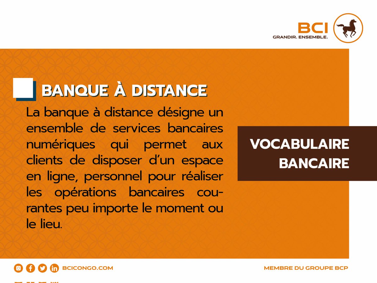 BciCongo's tweet image. [VOCABULAIRE BANCAIRE]

Découvrons ensemble ce terme bancaire " Banque à Distance "

#bcicongo #vocabulairebancaire #lexiquebancaire #banqueàdistance #GrandirEnsemble