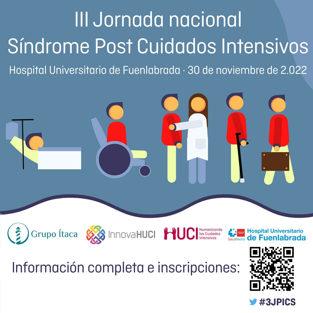 Ya queda menos para la III Jornada Nacional sobre el síndrome post UCI #3JPICS
🗓️30 Noviembre 2022
📍Hospital Universitario de Fuenlabrada (Madrid) 
Una reunión imprescindible para todo el equipo multiprofesional que quiera profundizar en su prevención, detección y manejo