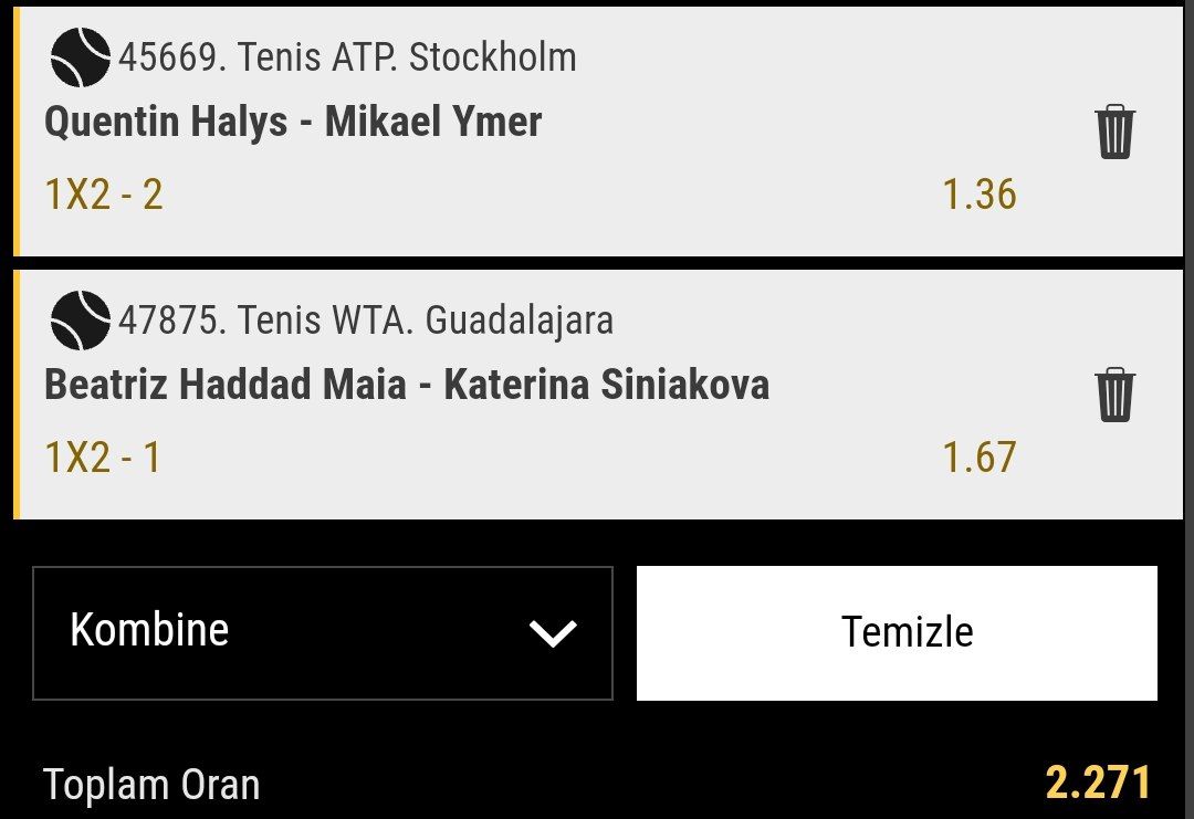 Djoker10is's tweet photo. Stake 8 ikili 2,27

Atp &amp; Wta 

📌 Ymer kazanır
📌 Beatriz Haddad Maia kazanır

Ymer son zamanların en formda isimlerinden.
 Maia da çok net duruyor, Bol şanslar ☘

130% hoşgeldin bonusu: https://t.co/jqSn4Yz1vd https://t.co/oFMmWbSrmL