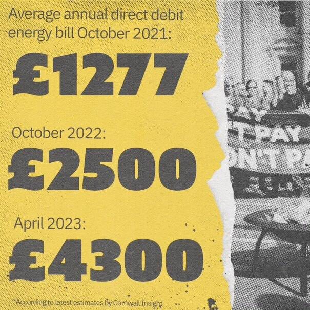 DontPayBrighton's tweet photo. Energy bills are set to double in April!

We’re already paying double this time last year.

And now Jeremy Hunt has scrapped Truss’ 2 year scheme we’re looking at a massive hike to £4-5000 in April.

We’ve only got one solution!

Sign up to strike: https://t.co/3VO5HseaVm https://t.co/7fWzWEKqHR