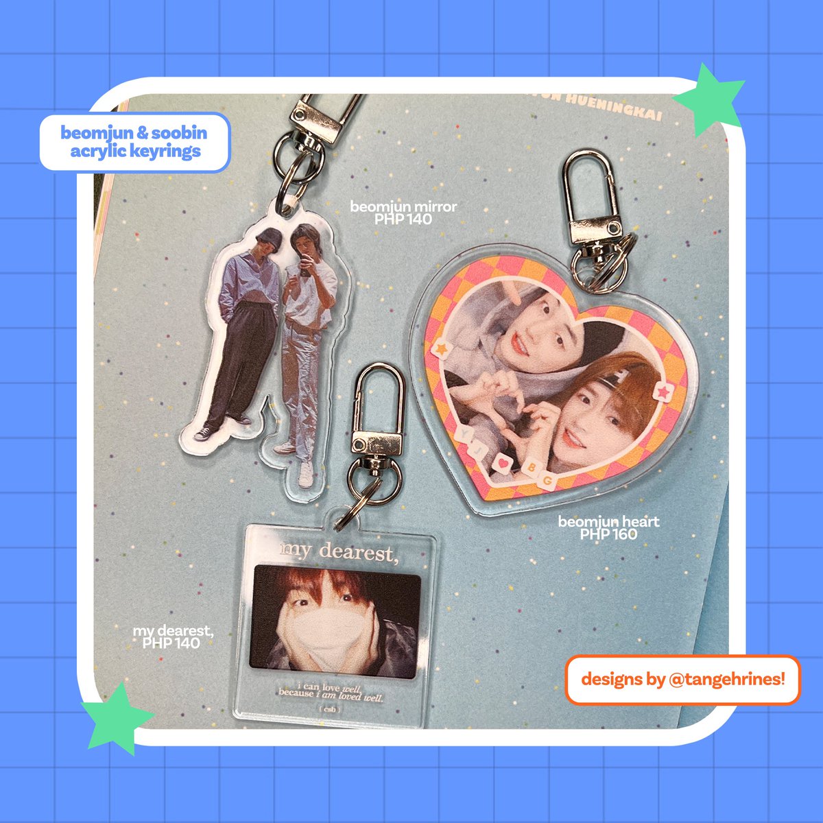 tangehrines's tweet photo. ( ⭐️ ) wts lfb txt ph

🍊 beomjun &amp; soobin acrylic keyrings by @tangehrines 
—  ₱140-₱160 (+ LSF) 
🗓️ doo &amp; dop : oct 25, 2022
❕other details &amp; product specifications can be seen on the form : https://t.co/FOHJlBLKEx
🎁 wanna buy for a friend? dm me! ″̮

🍀 #xiacreates https://t.co/zZUCsLcBmj