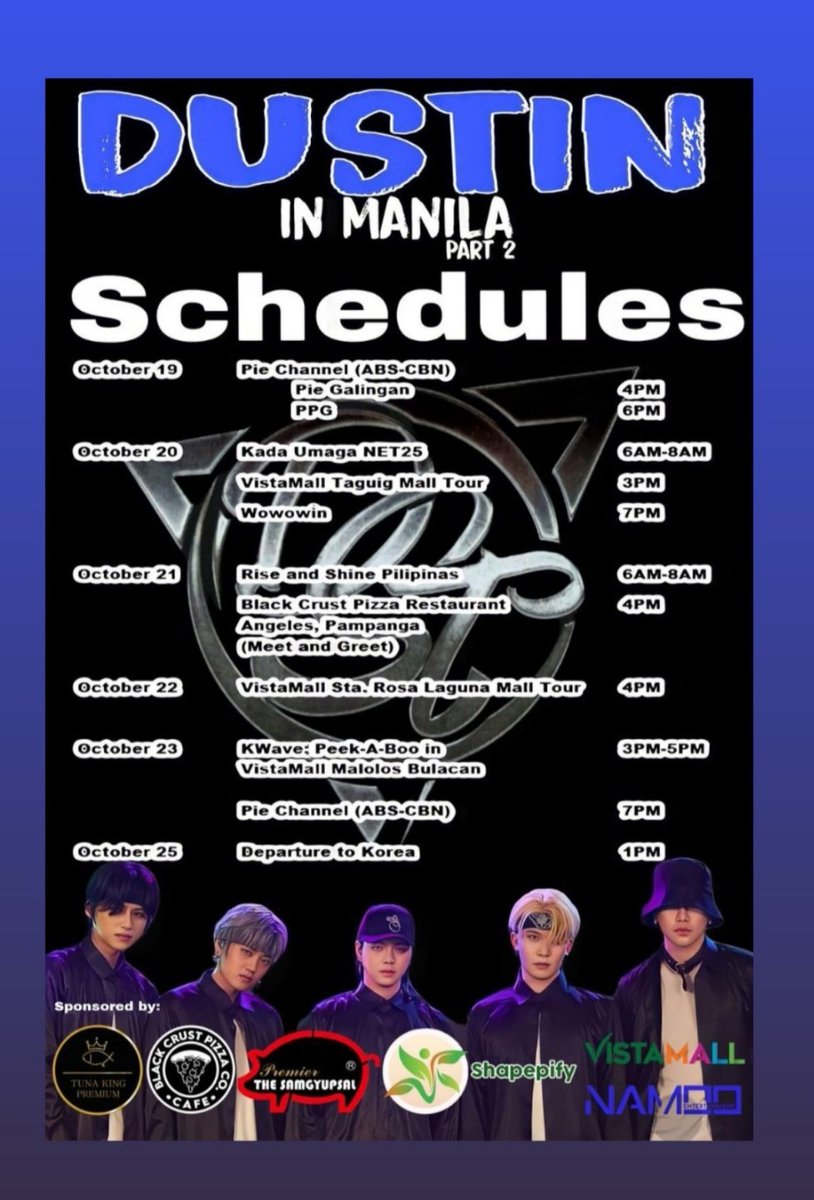 DUSTIN IN MANILA PART 2
SCHEDULES‼️
.
.
#더스틴  #DUSTIN  #더스텐 #Thestan 
#시우 #윈 #레이크 #미니 #승기  #SIU #WIN #Lake #MINI #Seunggi #2집 #comeback #컴백 #CRAZY #월드뮤직그룹 #world_music_group #필리핀 #Philippines #마닐라 #Manila