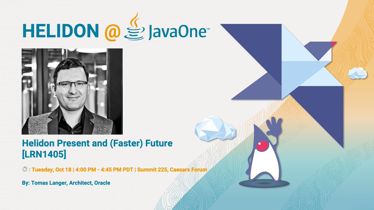 Today at <a href="/JavaOne/">JavaOne</a> don't miss the talk "Helidon Present and (Faster) Future [LRN1405]" by <a href="/langer_tomas/">Tomáš Langer</a>!

⏱ Tuesday, Oct 18 | 4:00 PM - 4:45 PM PDT | Summit 225, Caesars Forum.