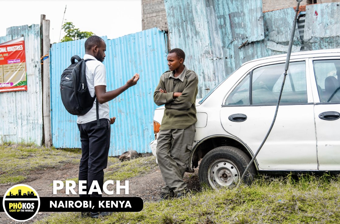 globalphokos's tweet photo. PREACH: During a local evangelism outing, a PHOKOS missionary is seen sharing the Gospel with a local man here in Nairobi, Kenya. He is hearing the most important words of her life. You help people know Jesus. LIGHT UP THE WORLD! https://t.co/XSUo0wpAvC