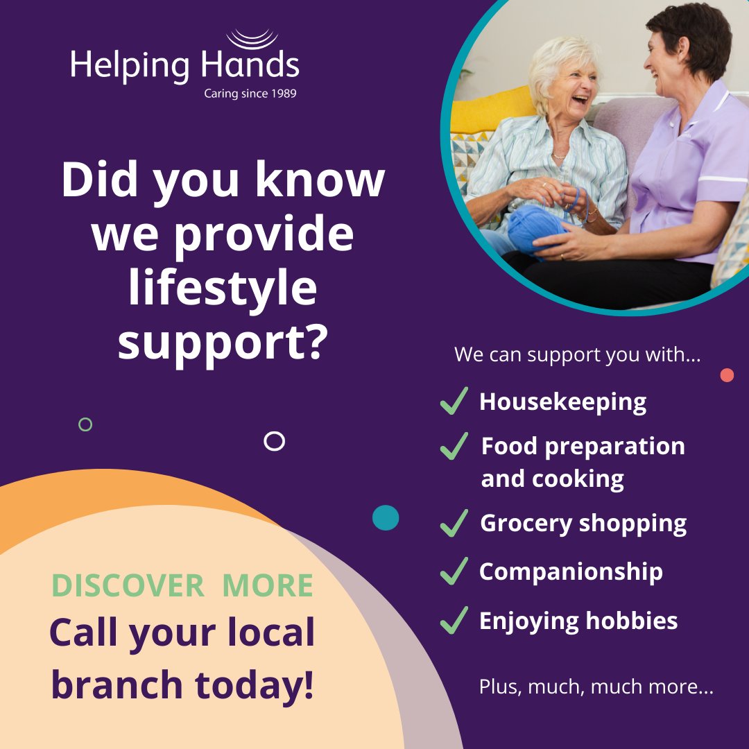 Helping_HandsUK's tweet photo. Did you know that with Helping Hands, we can support you over &amp; above your personal care plan?

Whether it's a chat over a cup of tea, or someone to share interests with, our service goes beyond physical support &amp; can be a source of companionship.

Call your local branch today! https://t.co/IY85VcBGVd