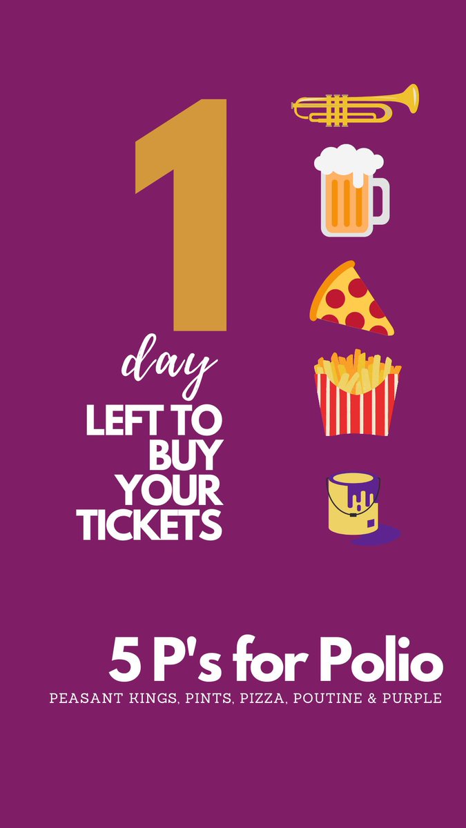 5 Ps for Polio! We can’t wait for Friday at <a href="/vesprahillsgolf/">Vespra Hills Golf</a> for a night of entertainment from @peasantkingsband in support of ending polio! Buy your tickets today at 
kempenfeltrotary.ca/event/5-p-s-fo… #WorldPolioDay