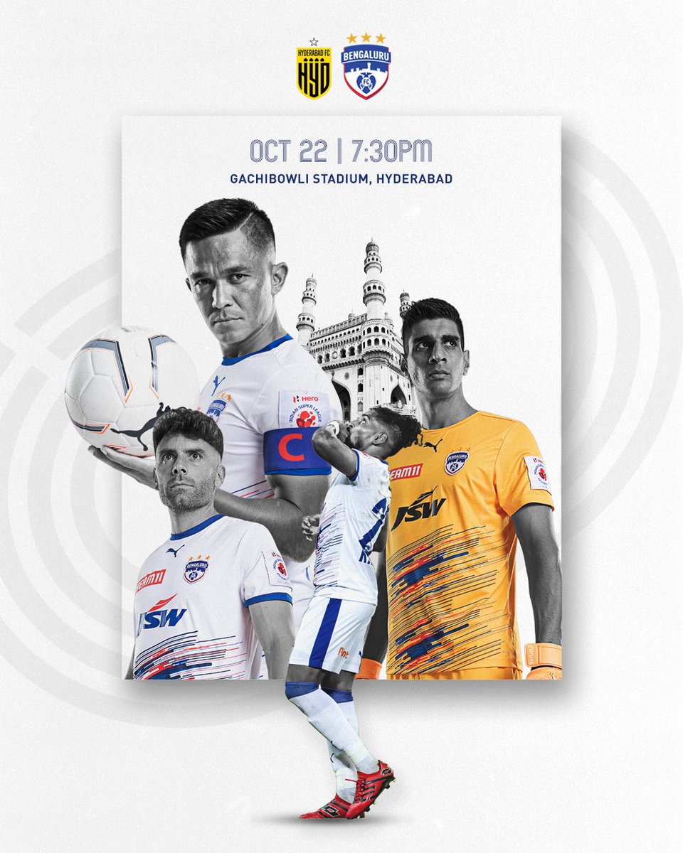 bengalurufc's tweet photo. SATURDAY SHOWDOWN! 👊🏻 Simon Grayson's Blues are all set for a trip to Hyderabad, where the Nizams await them for what's sure to be a cracking encounter! 🔥 

#WeAreBFC #NothingLikeIt #HFCBFC https://t.co/3Gu3HdoXnq