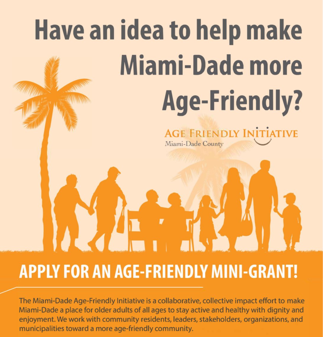 AgeFriendlyMIA's tweet photo. Miami-Dade County Opportunity: Make Your Age-Friendly Idea Come to Life With a Mini-Grant! 💡 

Learn more and apply by November 1st: https://t.co/WrcGbrqC77 https://t.co/UY5aZyxc9G