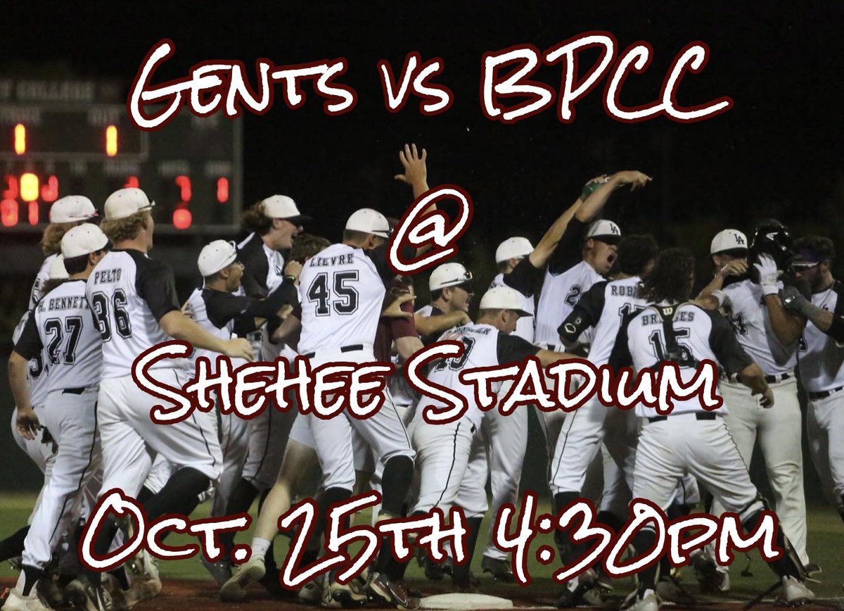 ‼️ Attention ‼️We have a schedule change for our fall exhibition. 

🆚 BPCC
🏠 Shehee Stadium
🗓 Oct. 25th
⏰ 4:30pm 

#DiamondGents | #GentsBaseball