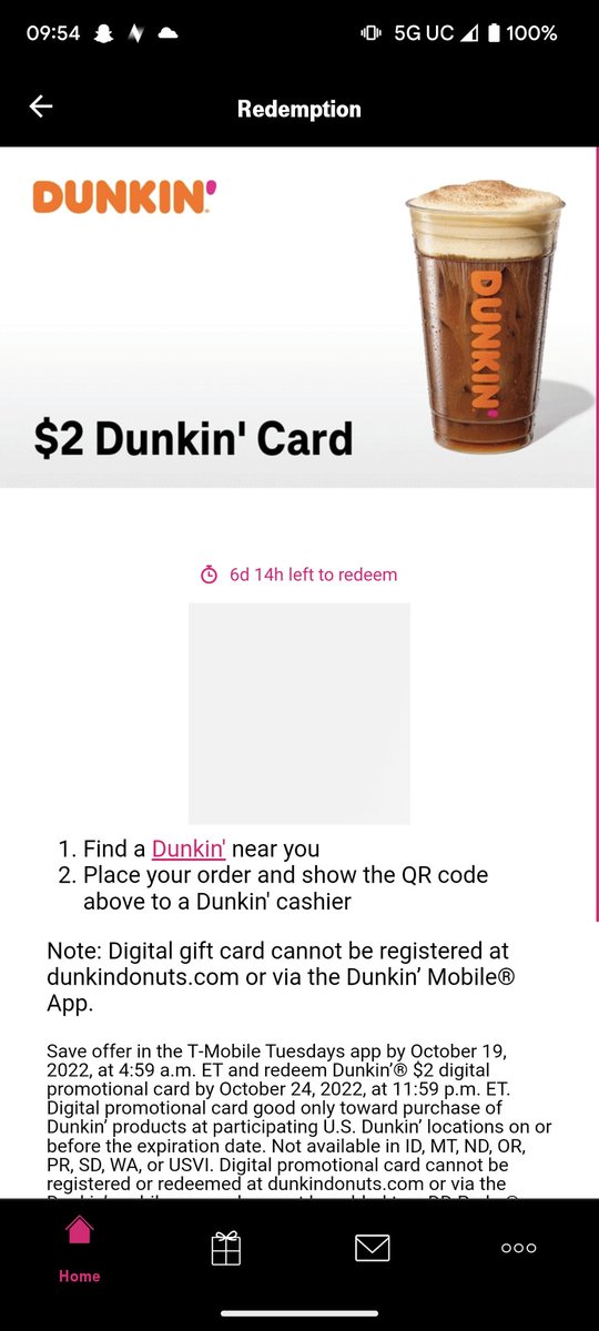 ShawnApffel's tweet photo. @TMobile barcode won't show up to redeem gift card from T-Mobile Tuesdays app, is it a widespread issue? https://t.co/uM2a4Mq3YP