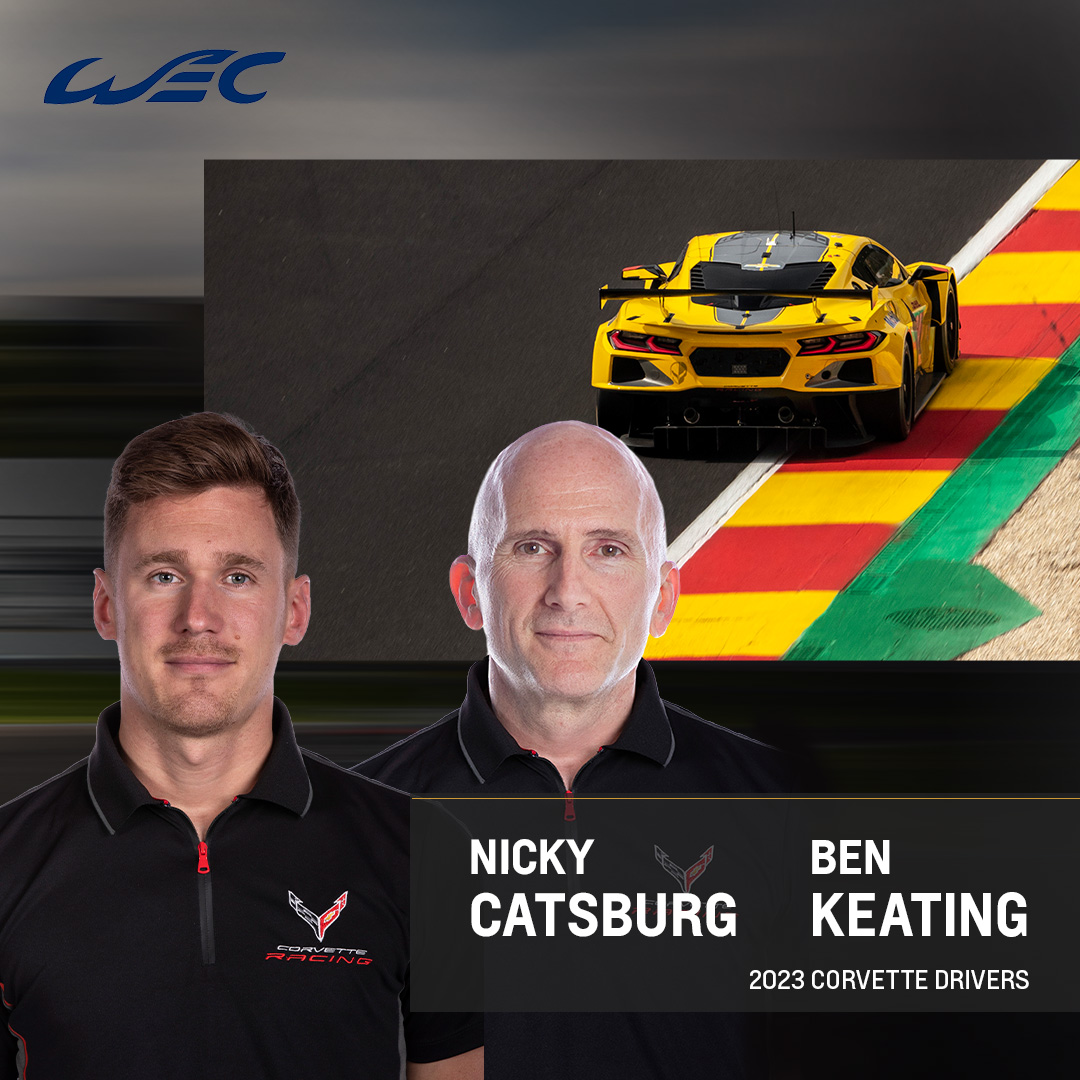 Chevrolet Motorsports (@teamchevy) on Twitter photo Corvettes are back on the track in 2023! Announcing our drivers for <a href="/IMSA/">IMSA</a> and <a href="/FIAWEC/">FIA World Endurance Championship</a>
IMSA:
Antonio Garcia
<a href="/jordan10taylor/">Jordan Taylor</a>
@tommymilner
FIA WEC:
<a href="/nickcatsburg/">Nicky Catsburg</a>
<a href="/keatingcarguy/">Ben</a> Corvettes are back on the track in 2023! Announcing our drivers for <a href="/IMSA/">IMSA</a> and <a href="/FIAWEC/">FIA World Endurance Championship</a>
IMSA:
Antonio Garcia
<a href="/jordan10taylor/">Jordan Taylor</a>
@tommymilner
FIA WEC:
<a href="/nickcatsburg/">Nicky Catsburg</a>
<a href="/keatingcarguy/">Ben</a>