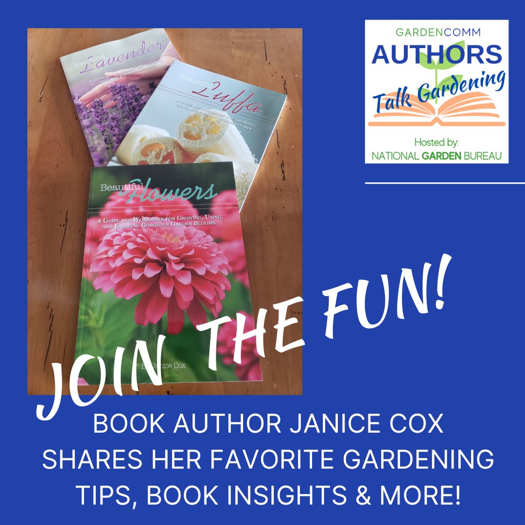 We are so excited that NGB Author Member Janice Cox, <a href="/AtHomeBeauty/">Janice Cox</a> will be talking about her three books at the upcoming <a href="/GardenComms/">Garden Communicators International</a> Book Party! Janice's books are filled with how-to-grow, make-your-own recipes, and crafts. You won't want to miss the fun! bit.ly/fallbookparty