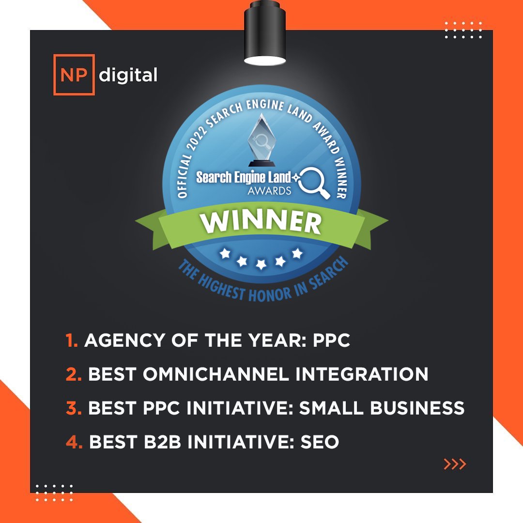 NPDigital's tweet photo. We are thrilled to announce NPD has won Search Engine Land Awards in 4 categories including Paid Search Agency of the Year and three separate campaign awards.  

Congrats to all the teams involved. 🥳 
https://t.co/ZgZpKbcYtb https://t.co/RtMhRdPwQ1