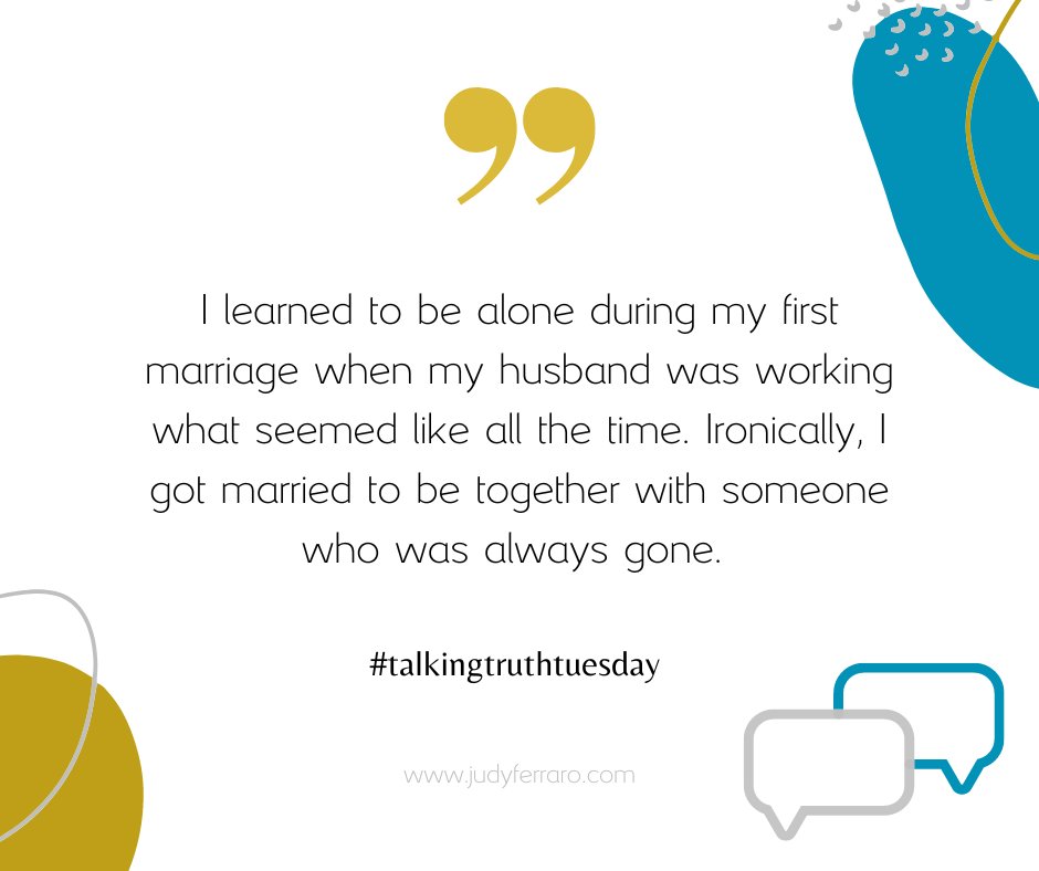 JudyFerraro's tweet photo. I learned to be alone during my first marriage when my husband was working what seemed like all the time. Ironically, I got married to be together with someone who was always gone.

~

#writter #writing #quotes #motivation  #writtenword #book #bookstagram #booklover #bookaddict https://t.co/9Zpn7MQwo2