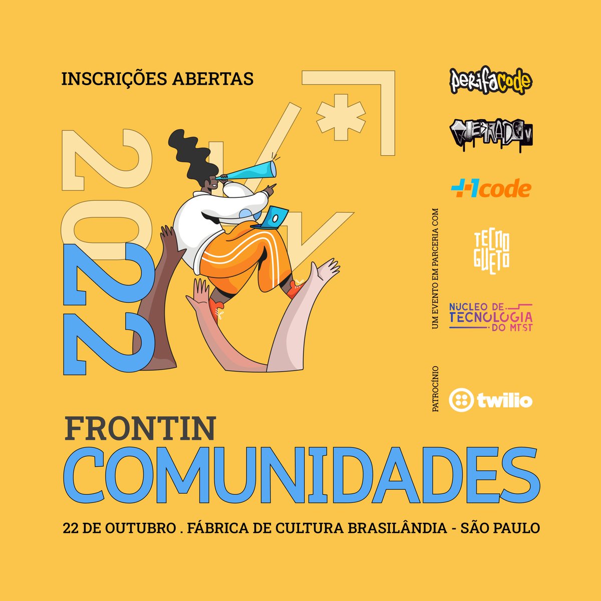 QuebraDev's tweet photo. Salve perifatechs! Estamos em conjunto com o @frontinsampa e outras comunidades para trazer um evento de tecnologia na Brasilândia! Divulga para geral!
#tech #ti #quebradev #perifatech #comunidade #tecnologia #programação #design #ux #ui #suporteti https://t.co/je9ld57YM8