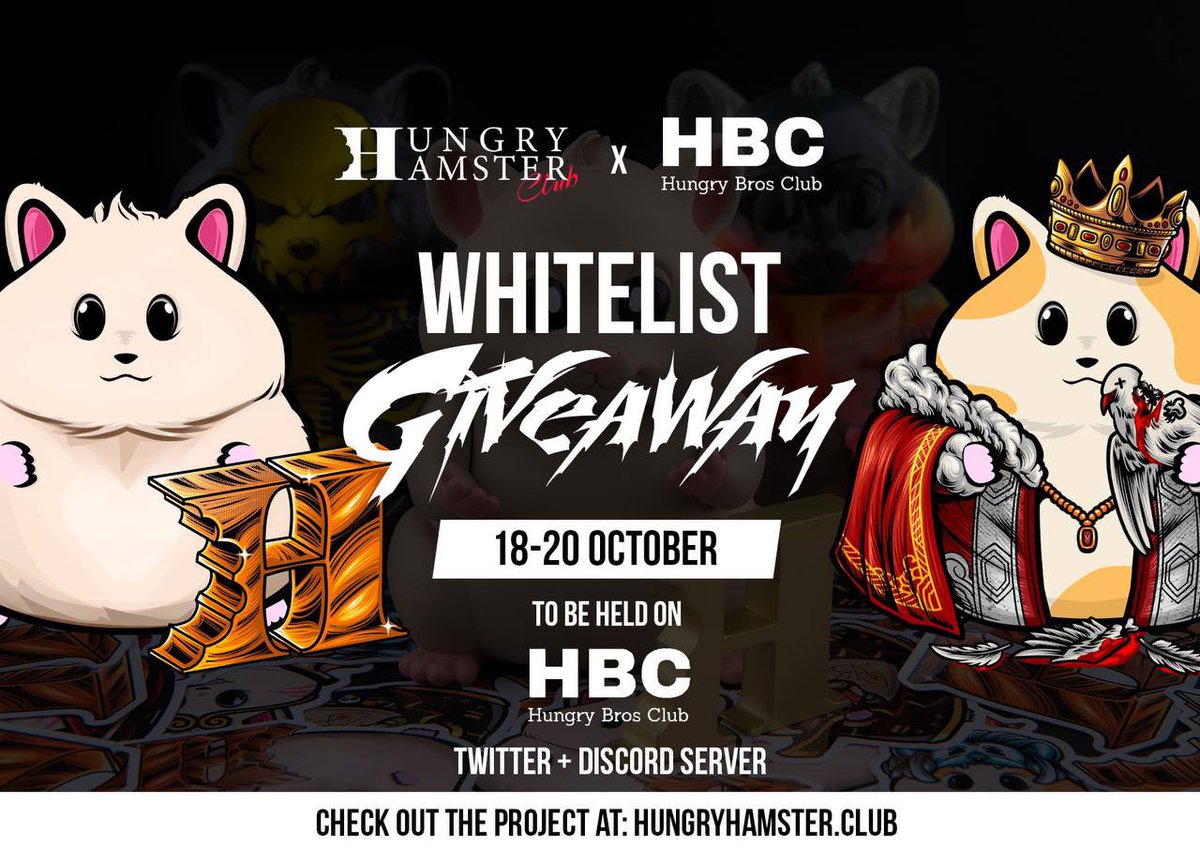 hungrybrosclub's tweet photo. HungryHamsterClub🐹 x HungryBrosClub👨🏼‍🦲

WL Giveaway🎁
Free mint! 

To win:
✅Follow @HungryHamsterC &amp; @hungrybrosclub 
✅Like &amp; RT
✅Fill in this Google Form: https://t.co/6ZE8UwcRyq

12 hours!
#NFTcommunity #WLgiveawy #FreeMintNFTs #Whitelist https://t.co/mrPxfVrUMr