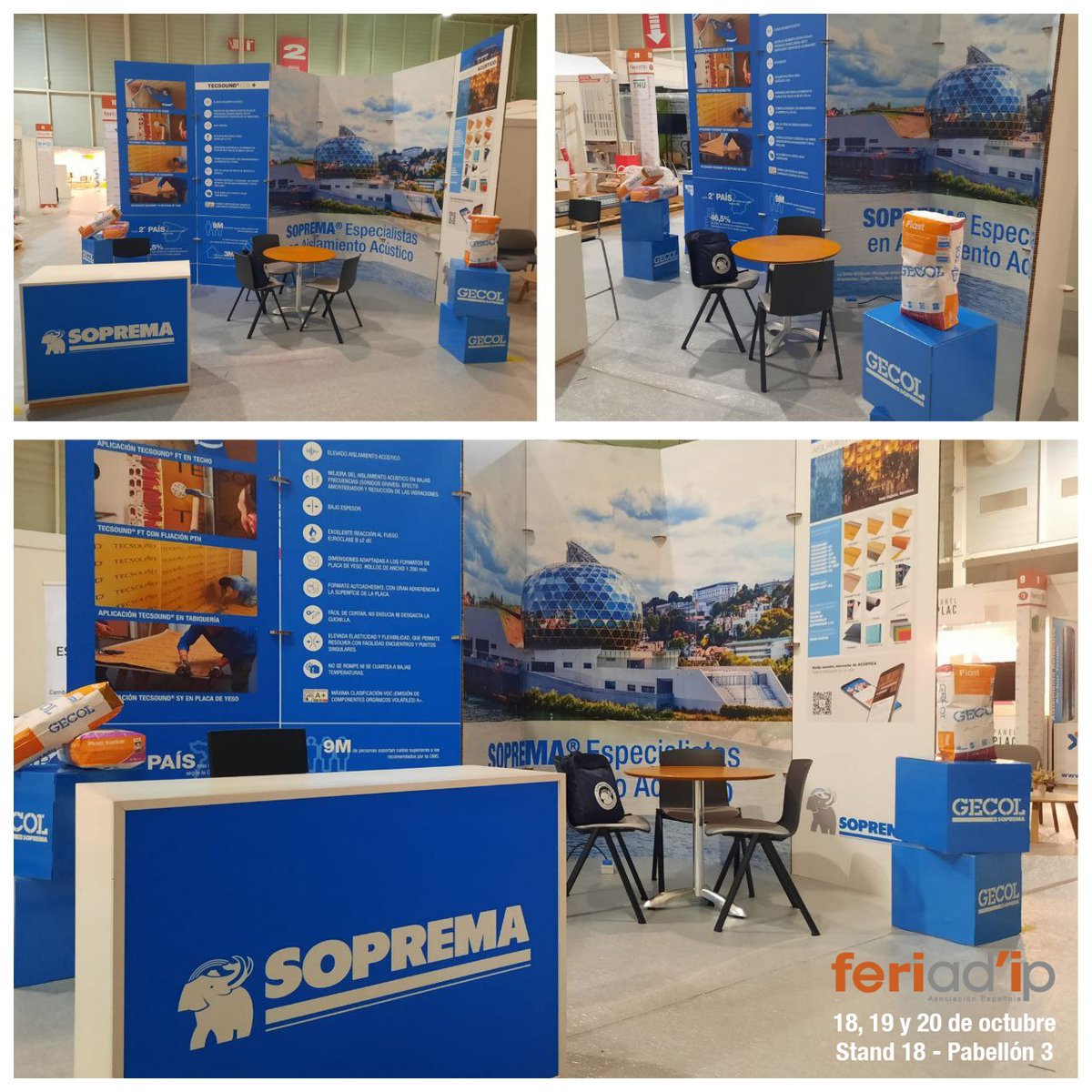 GECOLoficial's tweet photo. 📢 Desde hoy y hasta el próximo 20 de octubre estaremos junto a @SopremaIberia en @feriadip_adip en nuestro Stand 18 del Pabellón 3 atendiendo a todos los interesados en nuestras soluciones.
¡Te esperamos!
#aislamientoacustico #adip #sopremaiberia #tecsound https://t.co/lQUxAaosSc
