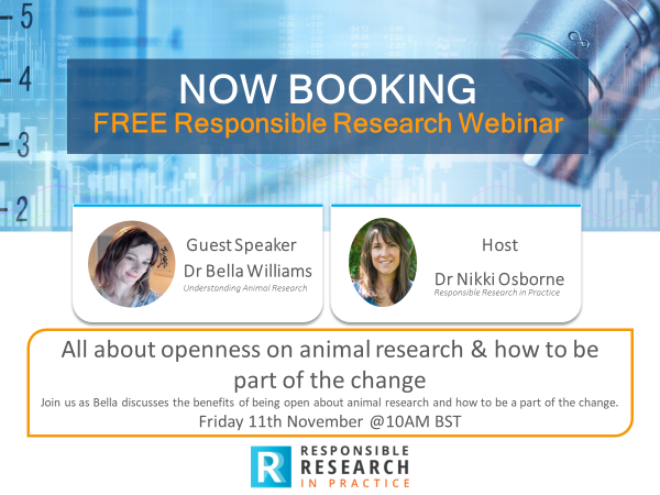 Our next #FREE webinar is on 11 Nov where you can join Dr Bella Williams @animalresearch & Dr Nikki Osborne as they discuss why openness about #animalresearch is important and how to be part of the #change. Register for free access to this #live session.

https://t.co/ayM8yL5aTi https://t.co/UBh52jZdJS