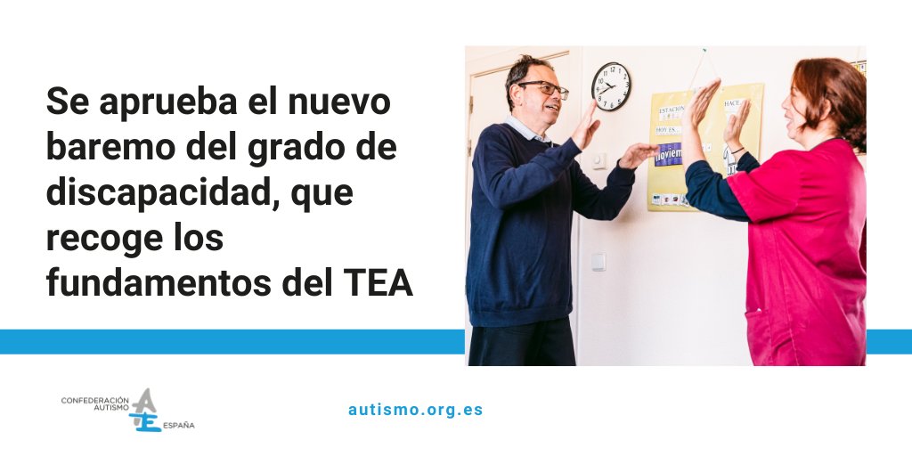 Autismo_Espana's tweet photo. Se aprueba el nuevo baremo del grado de #discapacidad, un avance para las personas con #autismo. En él, se incorporan los fundamentos del #TEA y lo reconoce de manera independiente y diferenciada del diagnóstico de discapacidad intelectual.
+ Info: https://t.co/wMw4H8c0uN https://t.co/kHaE6hdQZh