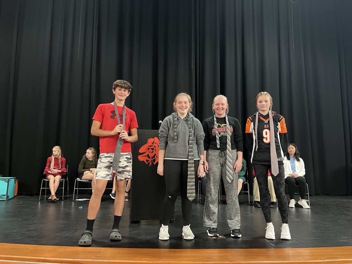 CWMiddleSchool's tweet photo. Not only are students learning about our veterans, but also how to honor them by learning to tie a tie. The annual tie tying contest did not disappoint! #cavpride https://t.co/eVqa16xDYc