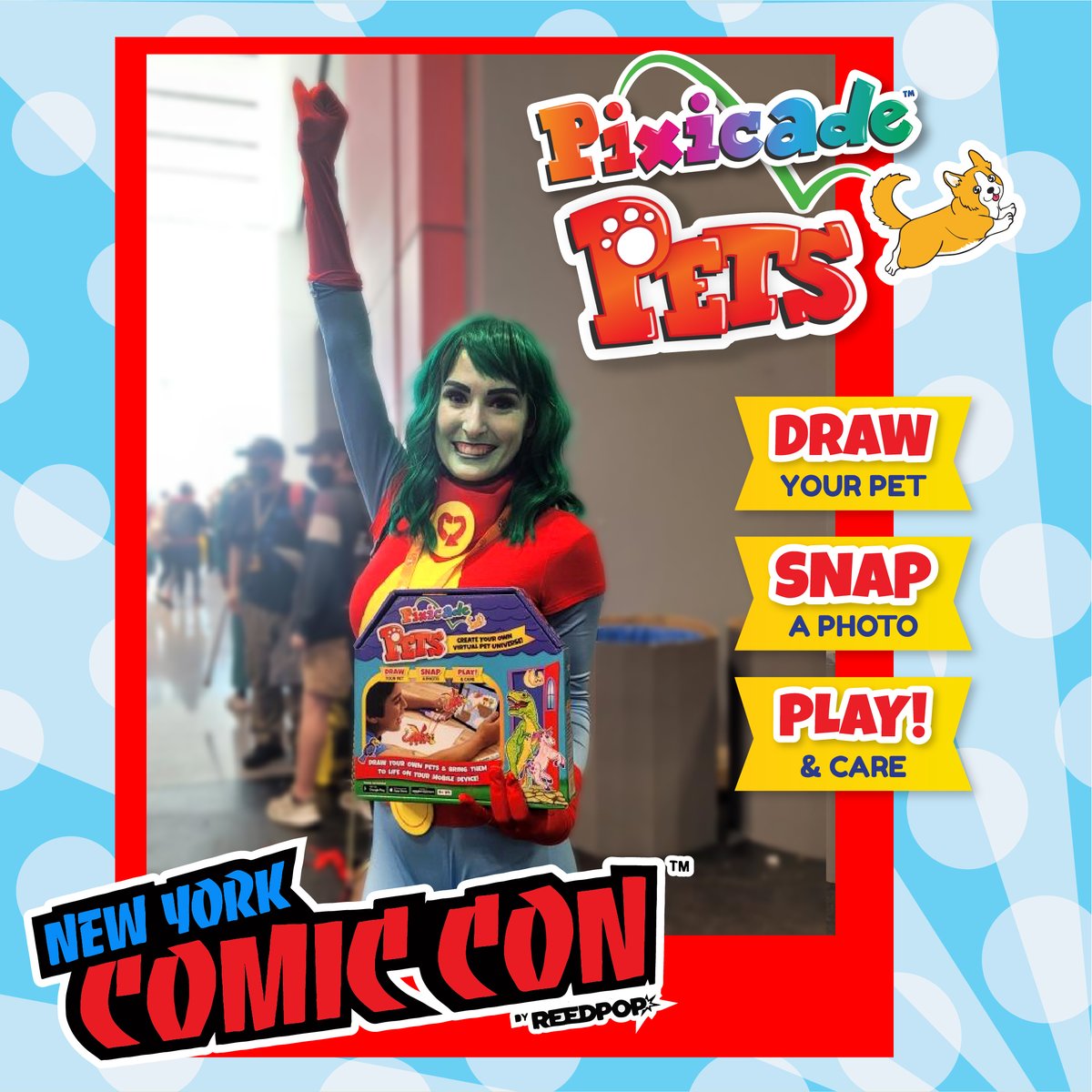pixicade's tweet photo. Pixicade Pets is now flying off shelves like your favorite superheroes! As creators, we geeked out with the fans, comic and anime artists, and cosplayers at ComicCon!
#Pixicade #PixicadePets #BitOGenius #NewYorkComicCon #superhero #pets #besttoys #gamer #holidaygifts #STEAM https://t.co/f35ehGKNom