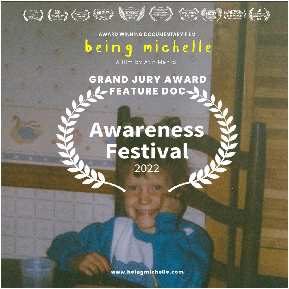 ImBeingMichelle's tweet photo. Thank you to the @awarenessfest jury for recognizing this powerful and important story! This award goes to Michelle and to the amazing team behind this film! #RightToCommunication #LoveAbounds https://t.co/qnuKouhLqk
