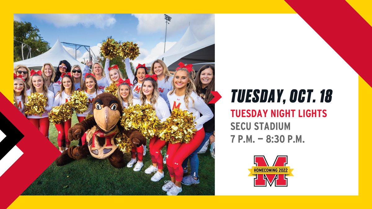 Get excited for the big game by spending Tuesday evening under the lights enjoying music, games and free #UMDHomecoming swag. You just might get to take a selfie with Testudo, too! 

homecoming.umd.edu